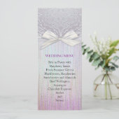 Zilveren kant lint lavendel pastel bruiloft menu (Staand voorkant)