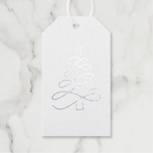 Zilveren kerstboom cadeaulabels (Voorkant)