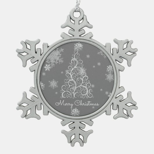 Zilveren kerstboom en Ornament Snowflakes (Voorkant)