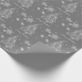 Zilveren kerstboom en sneeuwvlokken cadeaupapier (Hoek)