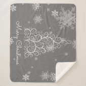 Zilveren kerstboom en sneeuwvlokken sherpa deken (Voorkant)