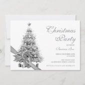 Zilveren Kerstboom Strik Kerst Kaart (Voorkant)