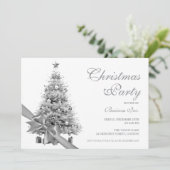 Zilveren Kerstboom Strik Kerst Kaart (Staand voorkant)