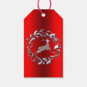 Zilveren kerstgeschut en rendier cadeaulabel (Achterkant)