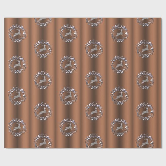 Zilveren kerstrendiertje in Bronze Cadeaupapier (Vlak)