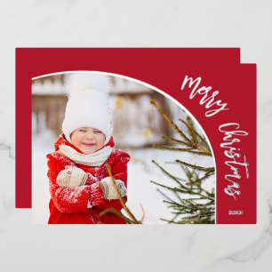 Zilveren Kerstscript Folie Feestdagenkaart