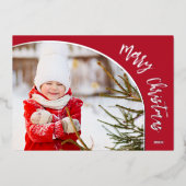 Zilveren Kerstscript Folie Feestdagenkaart (Voorkant)