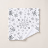 zilveren kerstsnowflakes op winterwit bad handdoek (Wasdoekje)