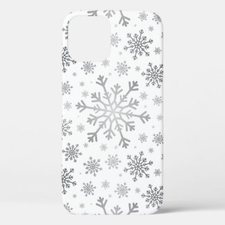 zilveren kerstsnowflakes op winterwit iPhone 12 pro hoesje
