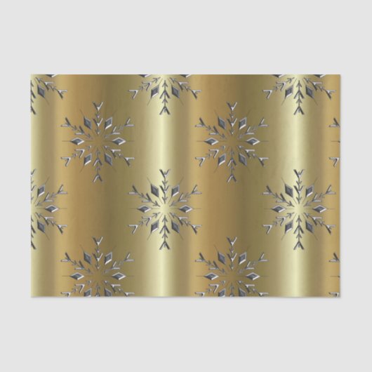 Zilveren kerststerren op goud tissuepapier (Voorkant)