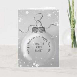 Zilveren kerstversiering met Snowflakes-kaart Kaart