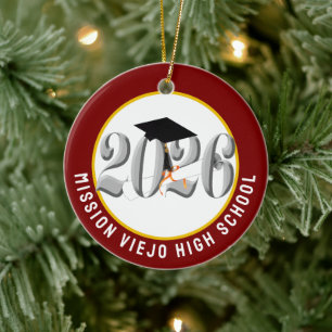 Zilveren Klasse van 2026 Foto Afstuderen Keramisch Ornament