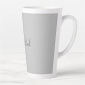Zilveren Kleur Elegant Grijs Kalligrafie Script Na Latte Mok (Rechts)