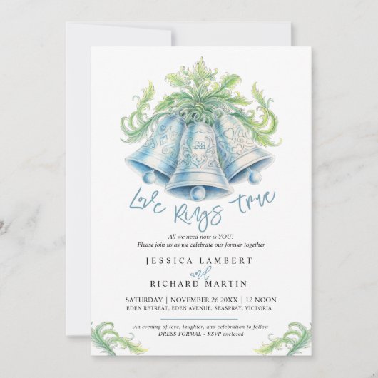 Zilveren klokken Monogram gebladerte waterverf Huw Kaart (Voorkant)