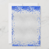 Zilveren koninklijk blauwe luxe bruiloft kaart (Achterkant)