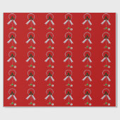 Zilveren krans met Jingle Bells Red Wrapping Paper Cadeaupapier (Vlak)