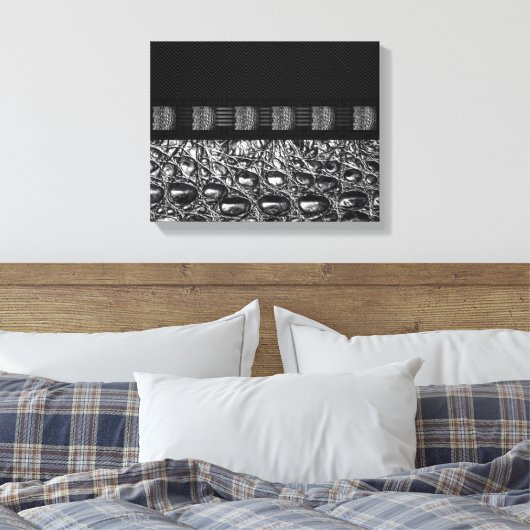 Zilveren krokodil textuur canvas afdruk (Insitu (Slaapkamer))