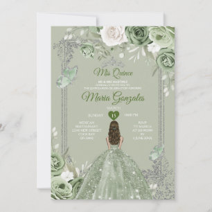 Zilveren Kroon Sage Groene Bloem Mis Quince 15 Jaa Kaart
