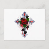 Zilveren Kruis met een Rode Roos Briefkaart (Voorkant)