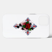 Zilveren Kruis met een Rode Roos Case-Mate iPhone Case (Achterkant (horizontaal))