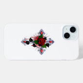Zilveren Kruis met een Rode Roos Case-Mate iPhone Case (Achterkant (horizontaal))