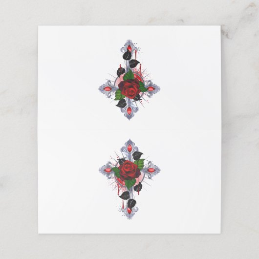 Zilveren Kruis met een Rode Roos Klantenkaartje (Buitenkant ongevouwen)