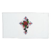 Zilveren Kruis met een Rode Roos Kussensloop (Achterkant-Rechts)