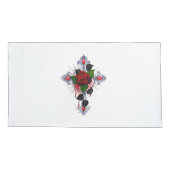 Zilveren Kruis met een Rode Roos Kussensloop (Achterkant-Links)