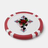 Zilveren Kruis met een Rode Roos Poker Chips (Enkel)