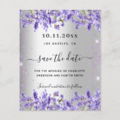 Zilveren lavendel bloemen bruiloft save the date flyer (Voorkant)