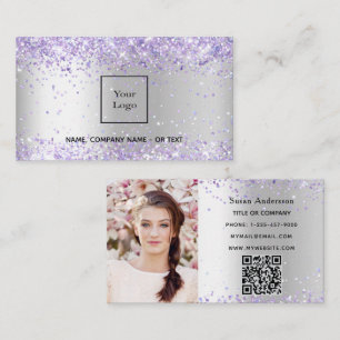 Zilveren lavendel foto QR code schoonheidssalon Visitekaartje