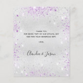 Zilveren lavendel glitter bruiloft dank je kaart (Achterkant)