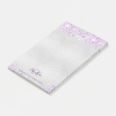 Zilveren lavendel glitter monogram initialen naam post-it® notes (Schuin)