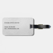 Zilveren lavendel glitter monogram naam bagagelabel (Achterkant horizontaal)