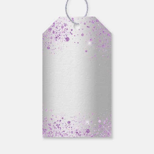 Zilveren lavendel sprankelt hart dank u cadeaulabel (Achterkant)