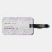 Zilveren lavendel sprankelt naam bagagelabel (Achterkant horizontaal)