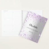 Zilveren lavendel violet glitter naam 2026 planner (Display)