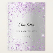Zilveren lavendel violet glitter naam 2026 planner (Voorkant)