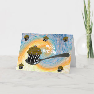 Zilveren Lepel Cupcake Verjaardagskaart Kaart