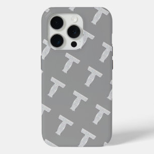 Zilveren letter T iPhone 15 Pro Case