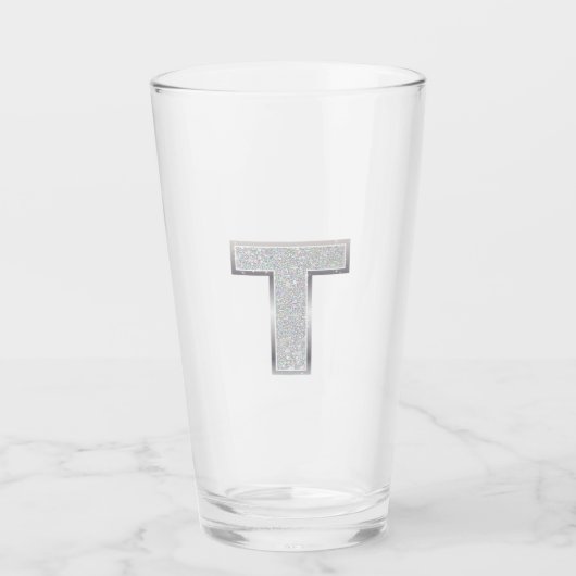 Zilveren letter T Glas (Voorkant)