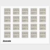 zilveren letters met ons datummonogram vierkante sticker (Vel)
