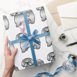 Zilveren Lhasa Apso Leuke Cartoon Hond Patroon Cadeaupapier
