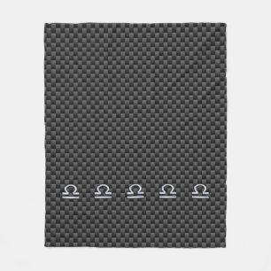 Zilveren Libra Zodiac Symbool op Carbon Fiber Prin Fleece Deken
