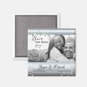 Zilveren Licht Glinstert Bewaar de Datum Foto Magn Magneet (Voorkant / Achterkant)