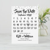Zilveren Liefdeshartjes Confetti Kalender Bewaar d Save The Date (Staand voorkant)