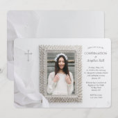 Zilveren lijst foto religieuze uitnodiging (Voorkant / Achterkant)