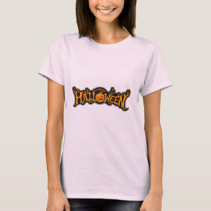 Zilveren lijst Happy Halloween robijnrode ogen pom T-shirt