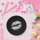 Zilveren Lippen Faux Sparkle Kiss Beauty Make-up P Papieren Bordje (Feest)