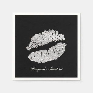 Zilveren Lippen Nep Glitter Kus Schoonheid Make-up Servetten
